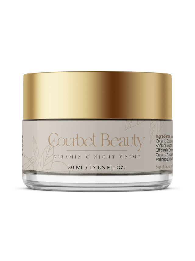 Courbet beauty Vitamin c night creme - For up to eight-fold antioxidant protection, this luxurious crème is rich with plant oils including Coconut, Macadamia Nut and Tamanu. MSM encourages a multitude of botanical ingredients to deeply penetrate revitalizing and toning the skin. Perfect for use at night along with a Vitamin C wash, serum, and eye treatment.